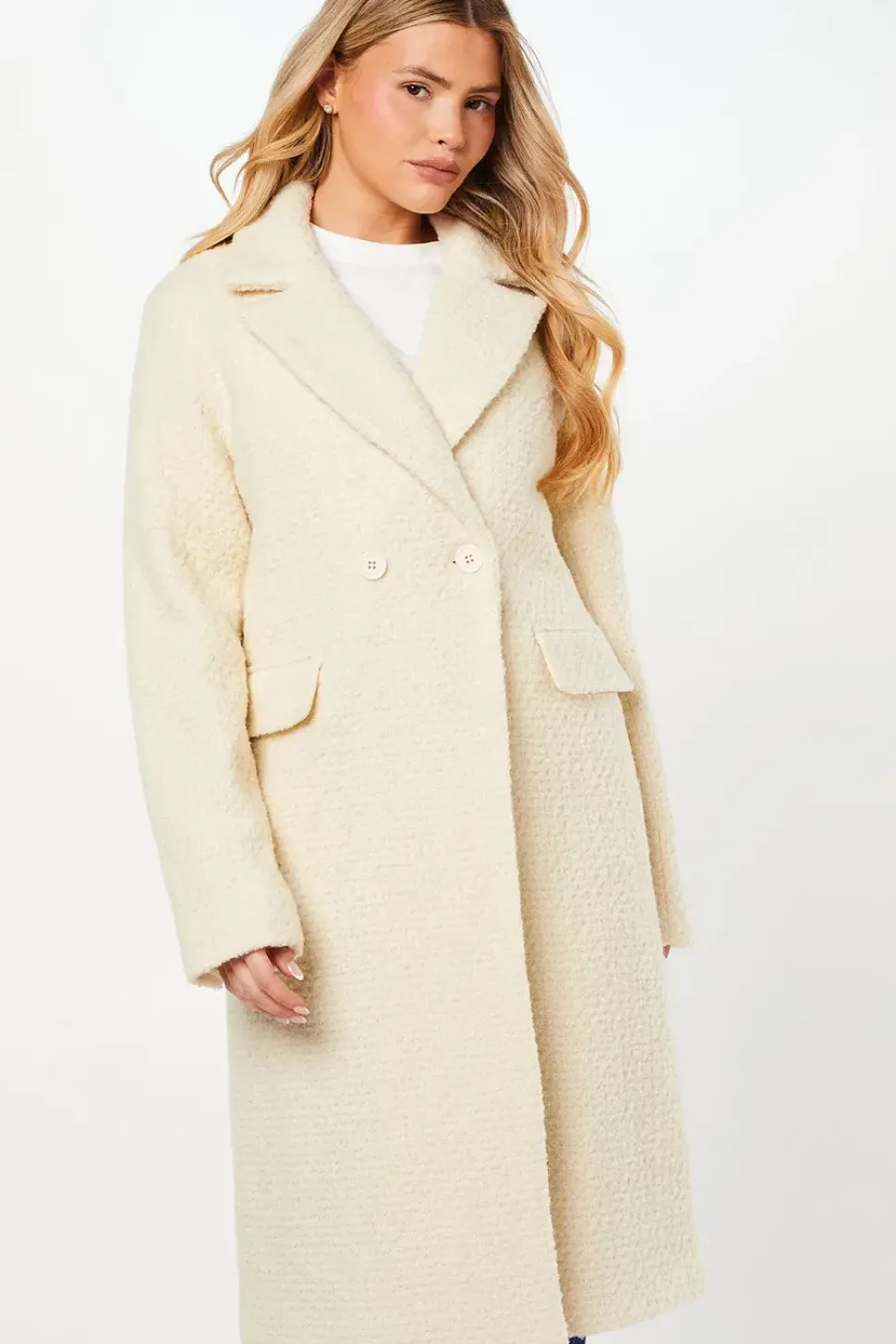 Tall Smart Boucle Double Breasted Coat