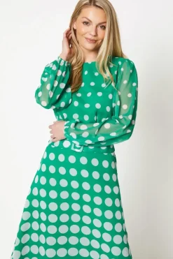 Tall Spot Ombre Buckle Belted Midi Dress