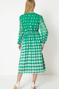 Tall Spot Ombre Buckle Belted Midi Dress