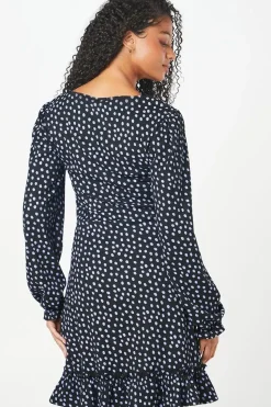 Tall Spot Ruffle Hem Mini Dress