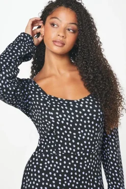 Tall Spot Ruffle Hem Mini Dress