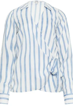 Tall Stripe Collared Wrap Top