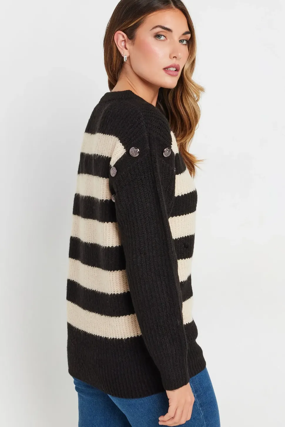 Tall Striped Button Jumper