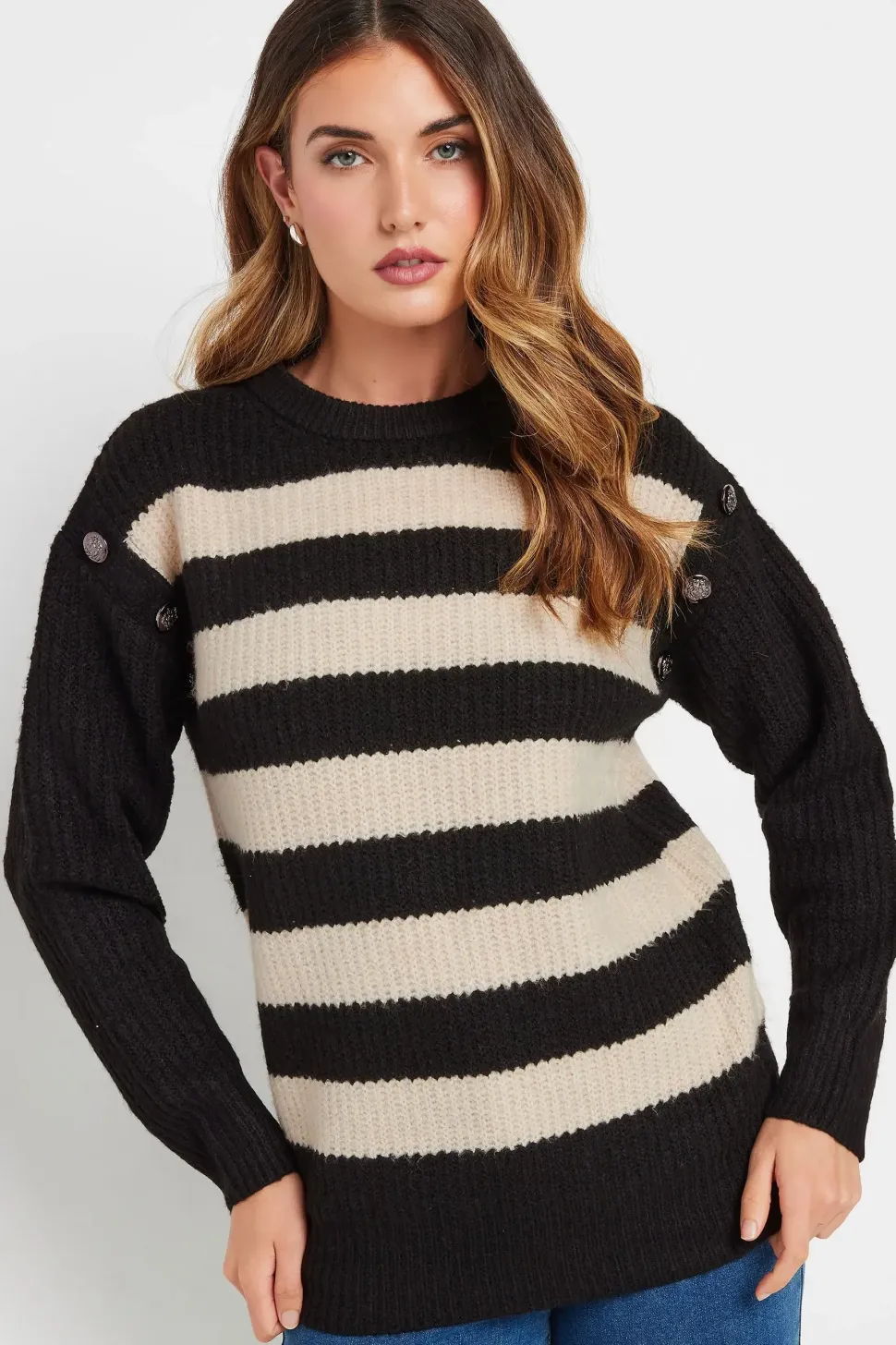 Tall Striped Button Jumper