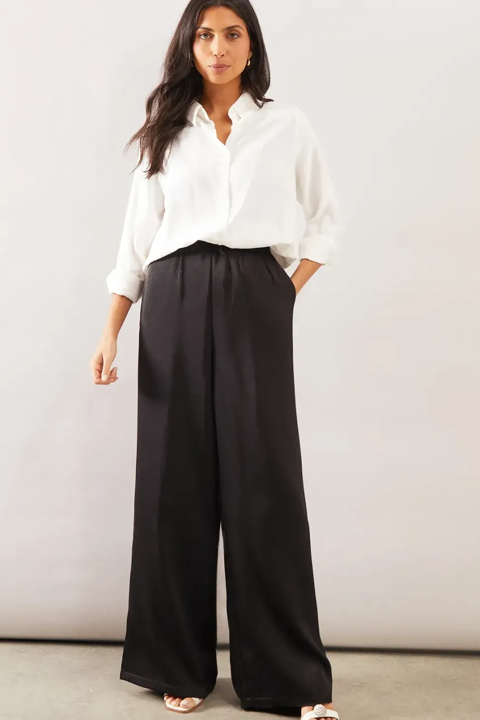 Tall Tie Detail Wide Leg Trousers