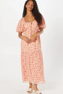 Tall Tie Front Chiffon Tiered Midi Dress
