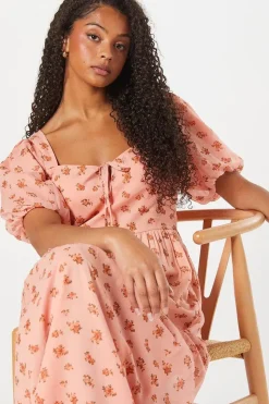 Tall Tie Front Chiffon Tiered Midi Dress