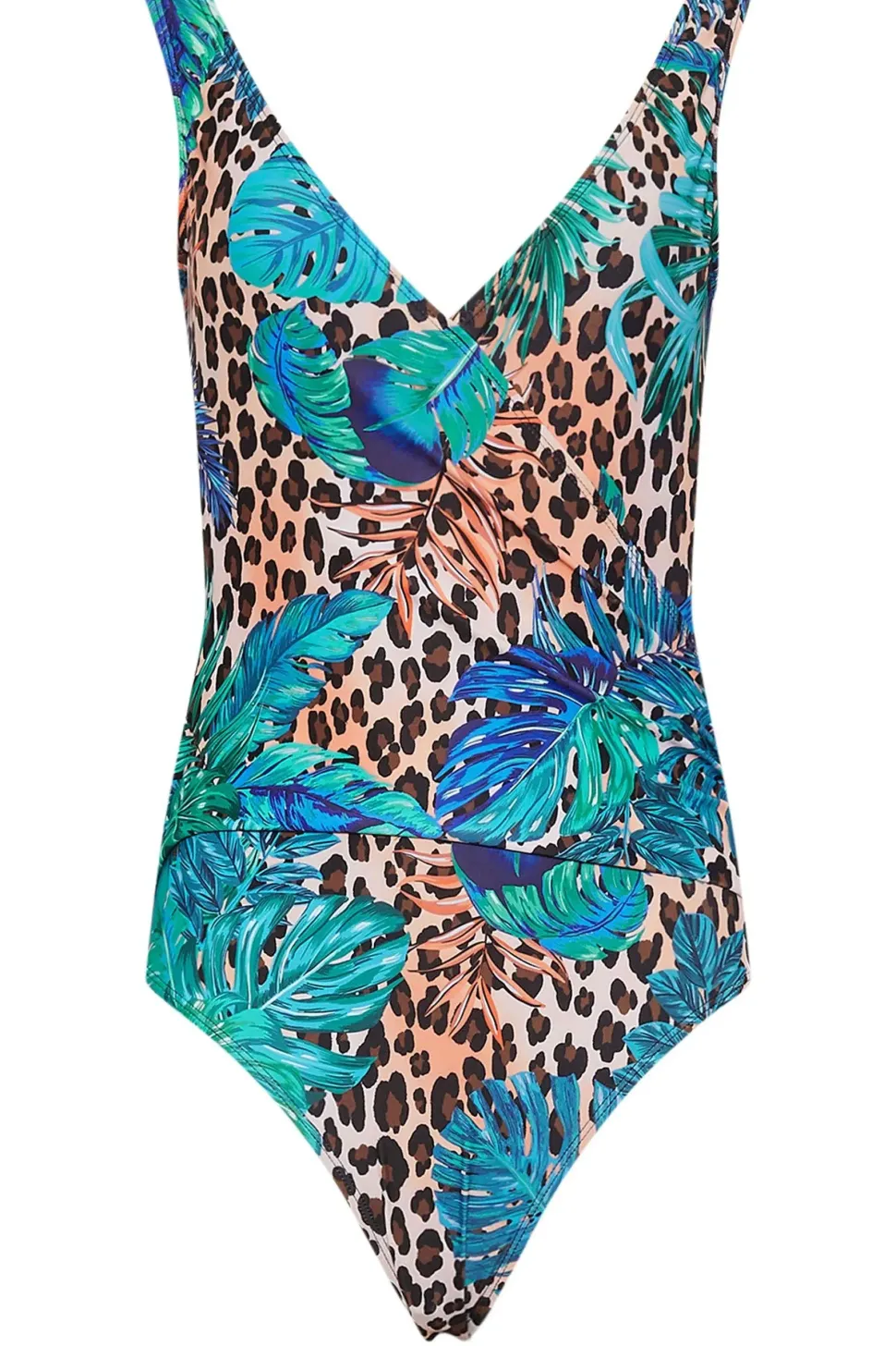 Tall Tropical Leopard Print Wrap Swimsuit
