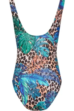 Tall Tropical Leopard Print Wrap Swimsuit