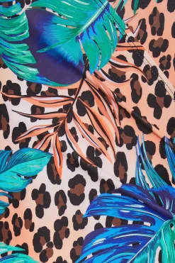 Tall Tropical Leopard Print Wrap Swimsuit