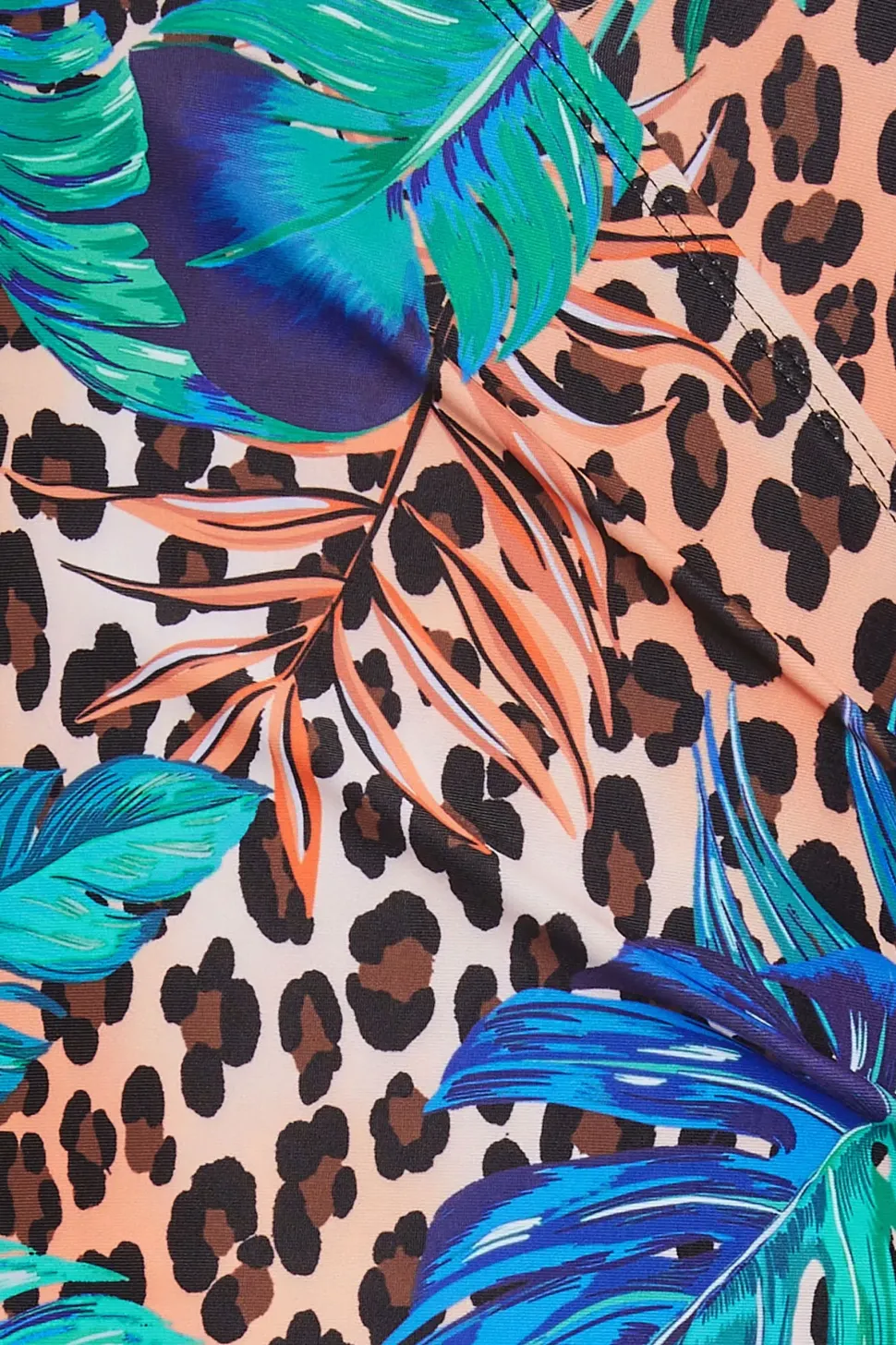 Tall Tropical Leopard Print Wrap Swimsuit