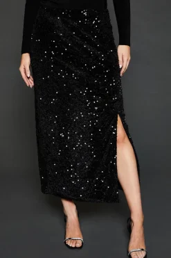 Tall Velvet Sequin Midi Skirt