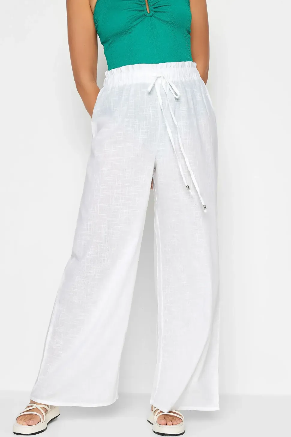 Tall Wide Leg Cotton Trousers