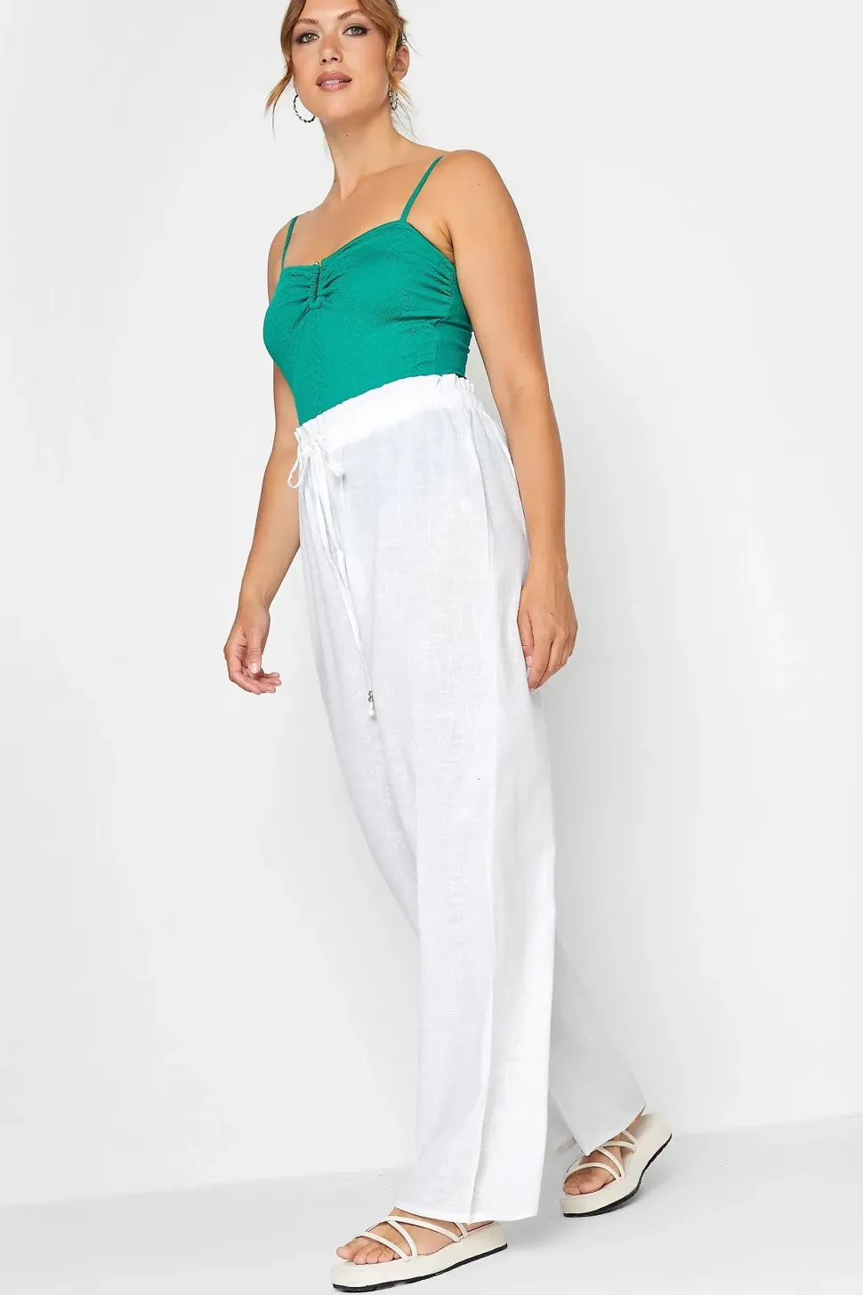 Tall Wide Leg Cotton Trousers