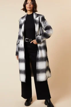 Tall Wool Check Double Breasted Maxi Coat