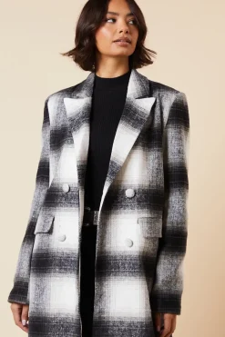 Tall Wool Check Double Breasted Maxi Coat
