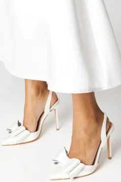 Tamara Bridal Satin Bow Sling Back Stiletto Court Shoes