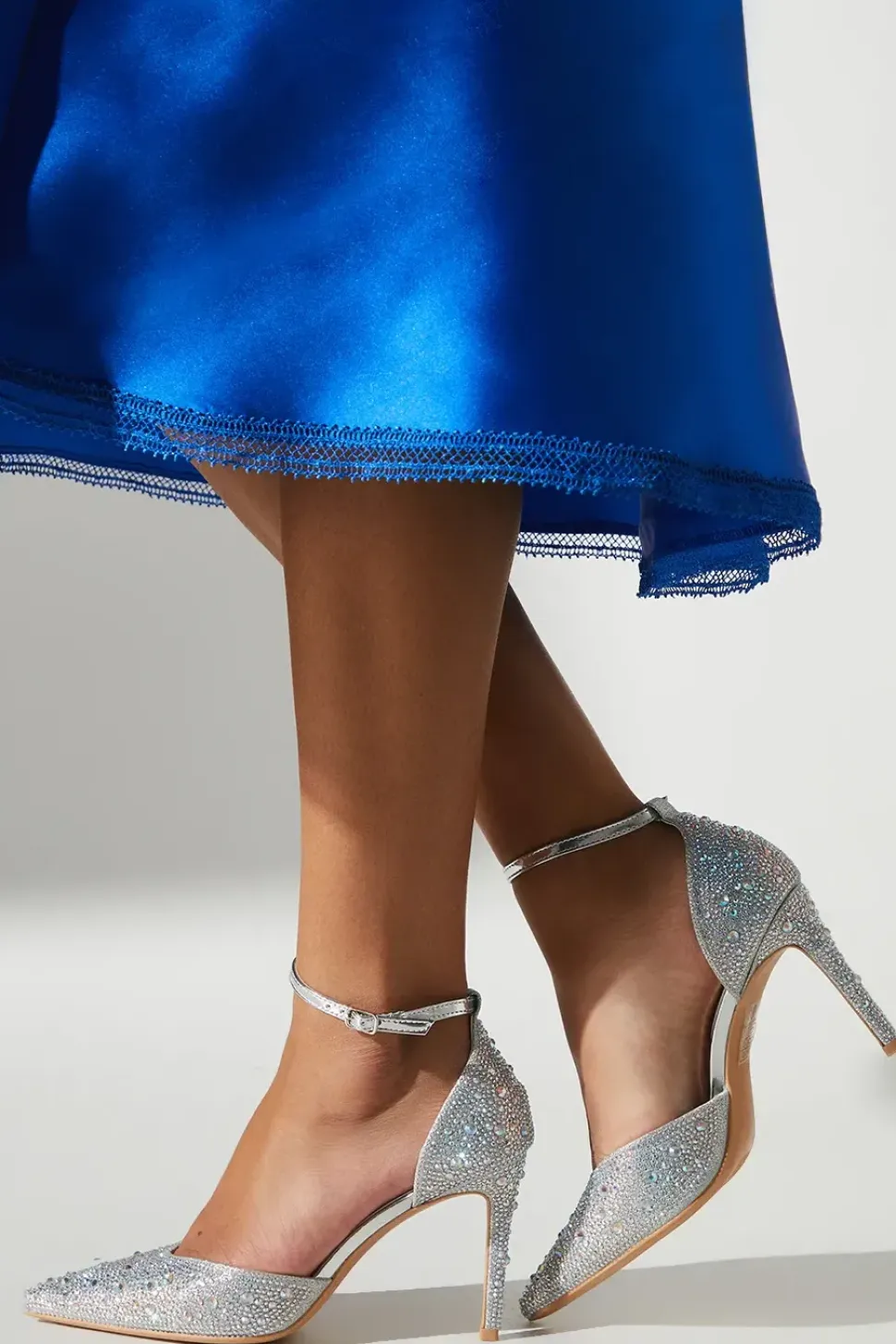 Tanisha Diamante Sweetheart Ankle Strap Court Shoe