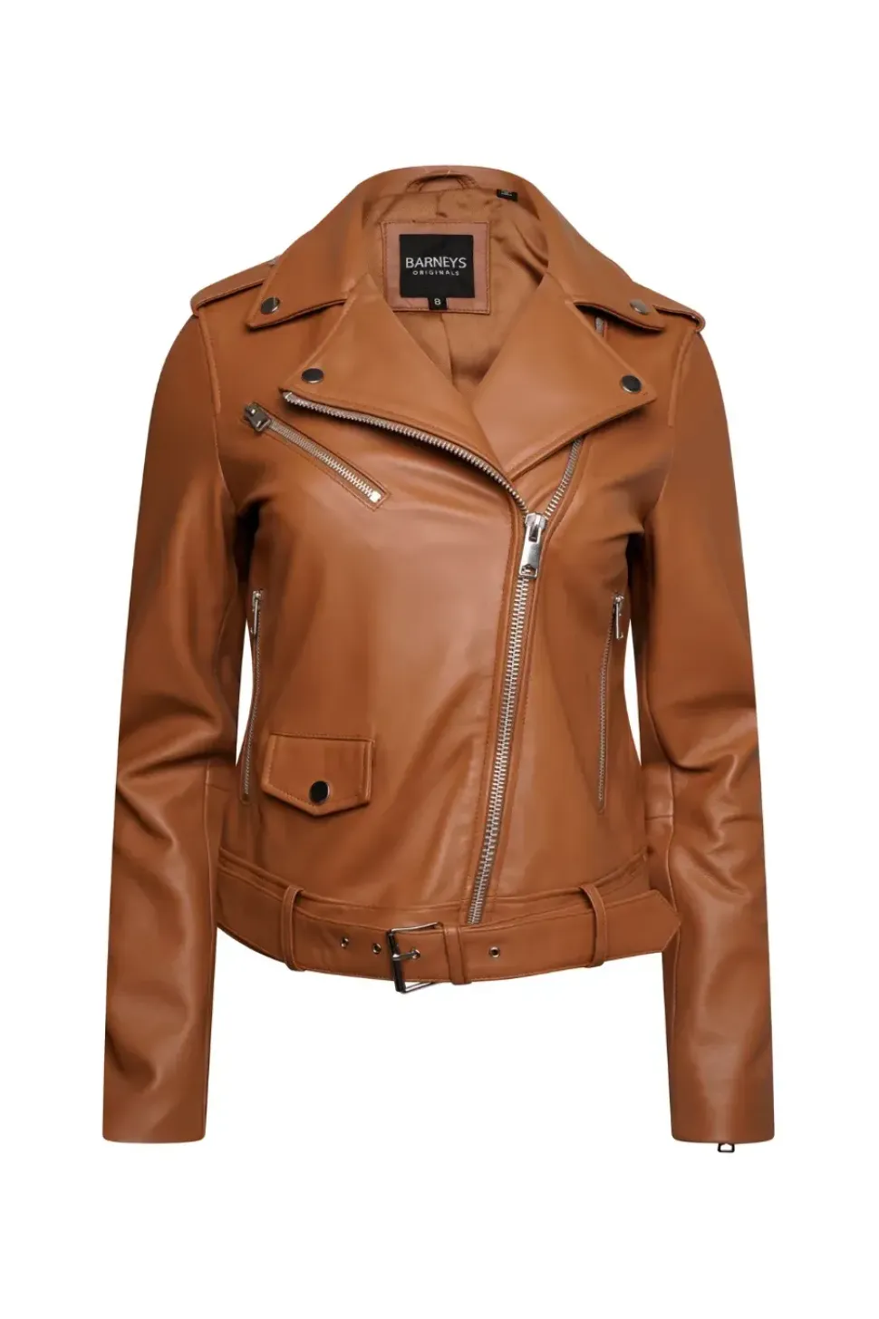 Tan Real Leather Biker