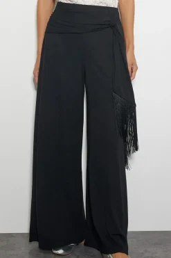 Tanya Tassel Wide Leg Trousers Black