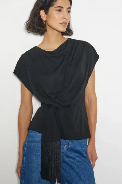 Tanya Twist Tassel Jersey Top Black