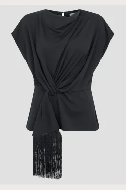 Tanya Twist Tassel Jersey Top Black
