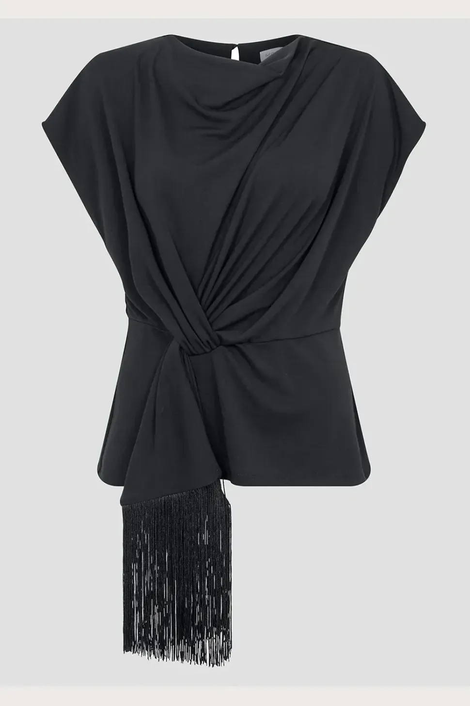 Tanya Twist Tassel Jersey Top Black