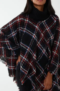 Tartan Roll Neck Poncho