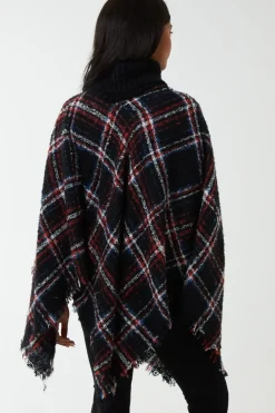 Tartan Roll Neck Poncho