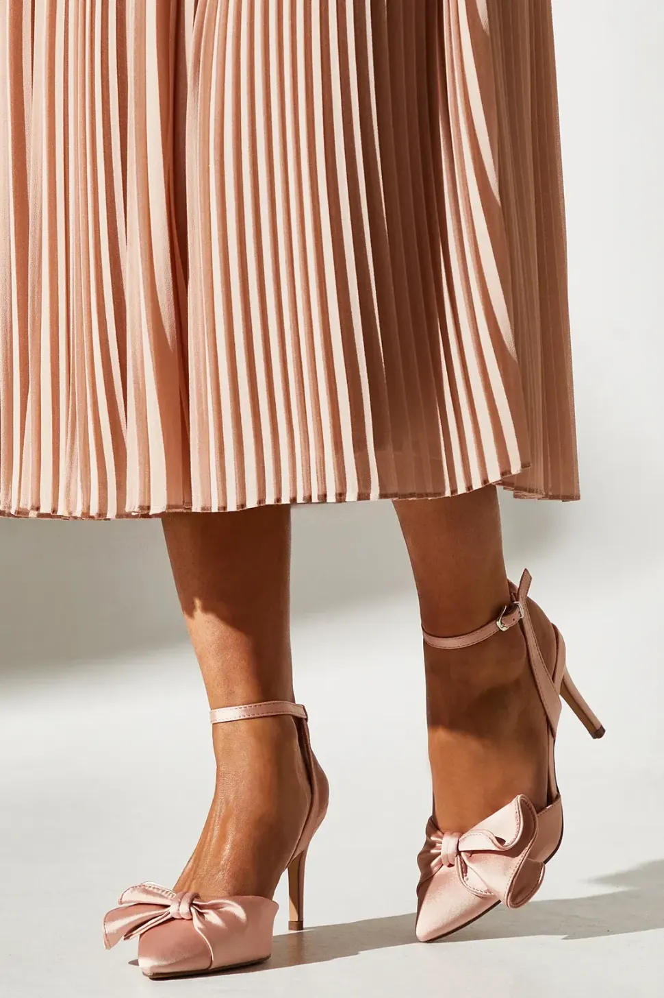 Tasha Satin Ruffled Bow Pointed Stiletto Court Shoes