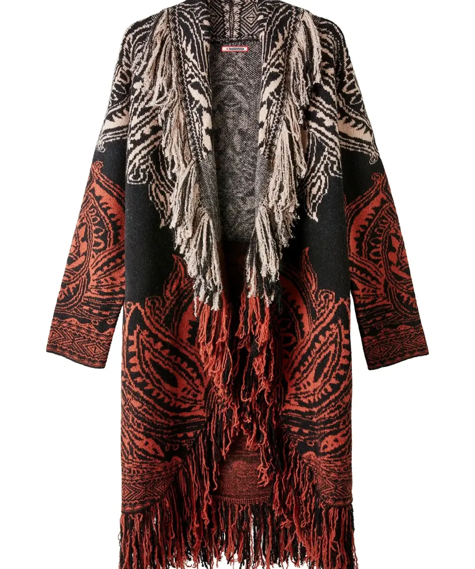 Tasselled Longline Oversized Ombre Coatigan