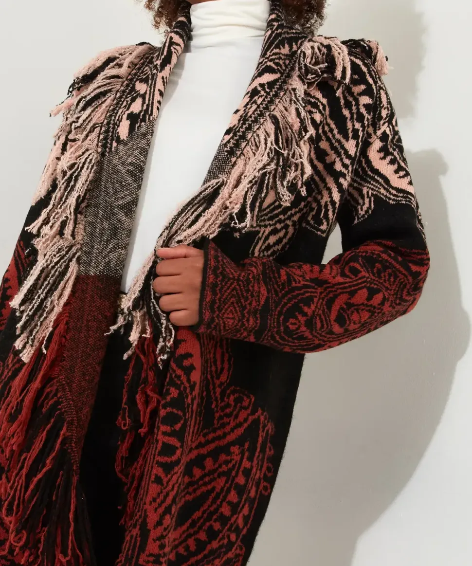 Tasselled Longline Oversized Ombre Coatigan