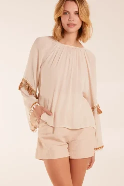 Tassel Wide Sleeve Blouse