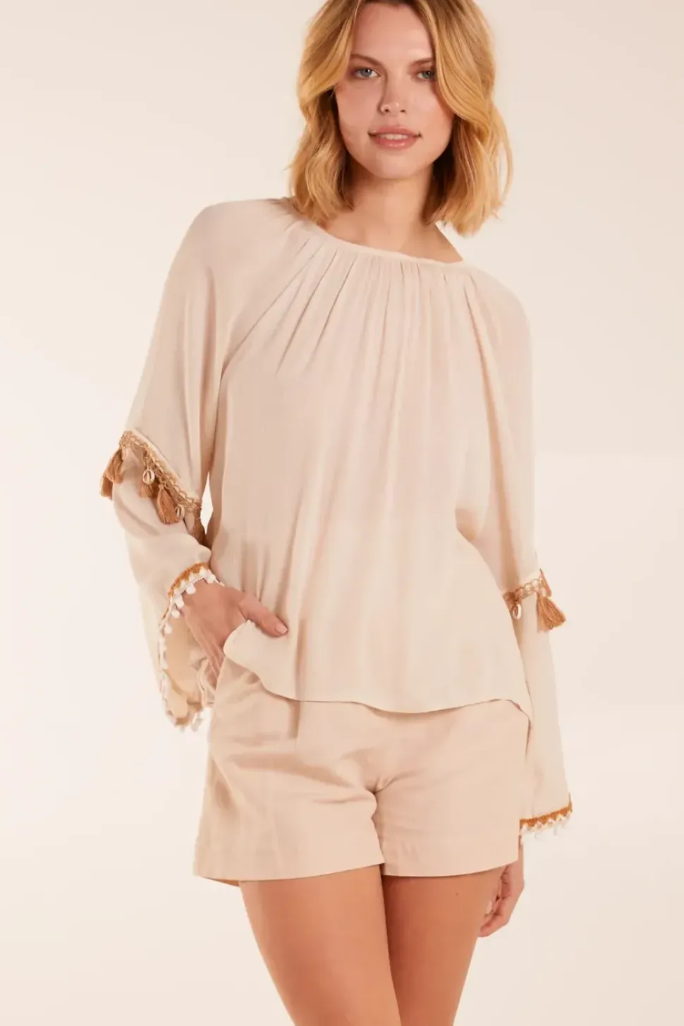 Tassel Wide Sleeve Blouse