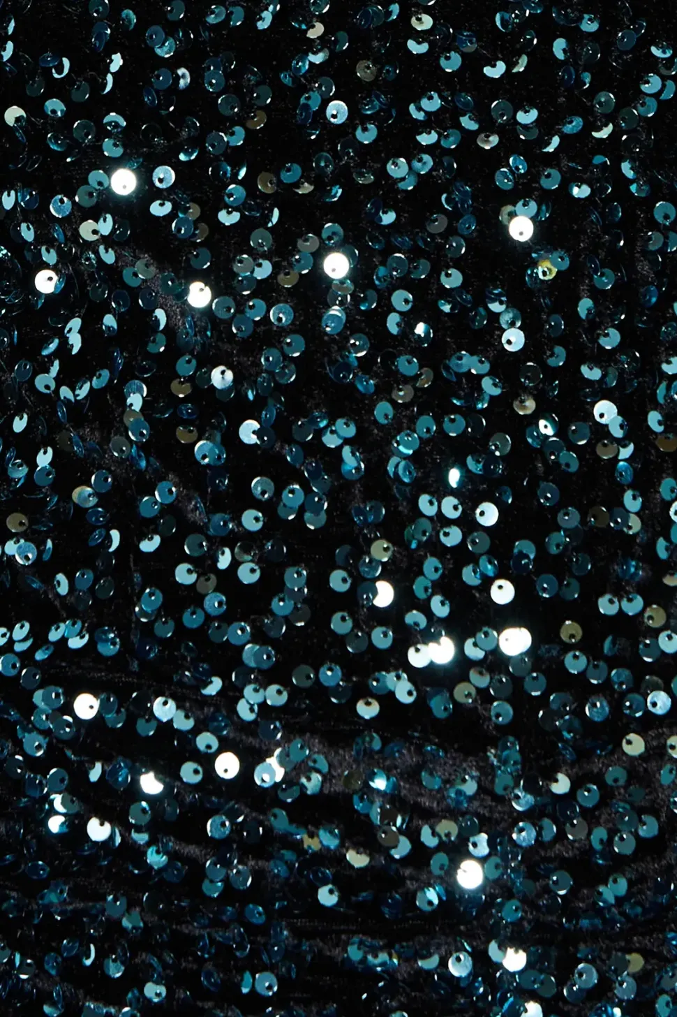 Teal Ruched Velvet Sequin Mini Dress