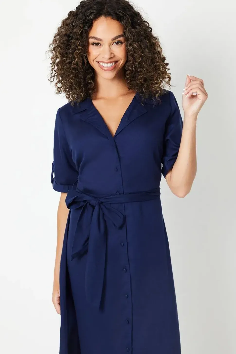 Tencel Waisted Midi Shirt Dress