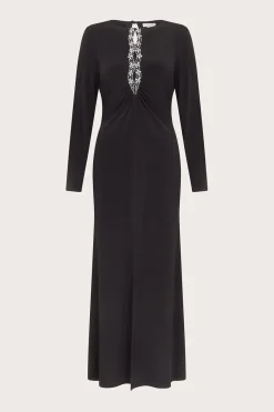 Tess Embellished Trim Jersey Dress Black
