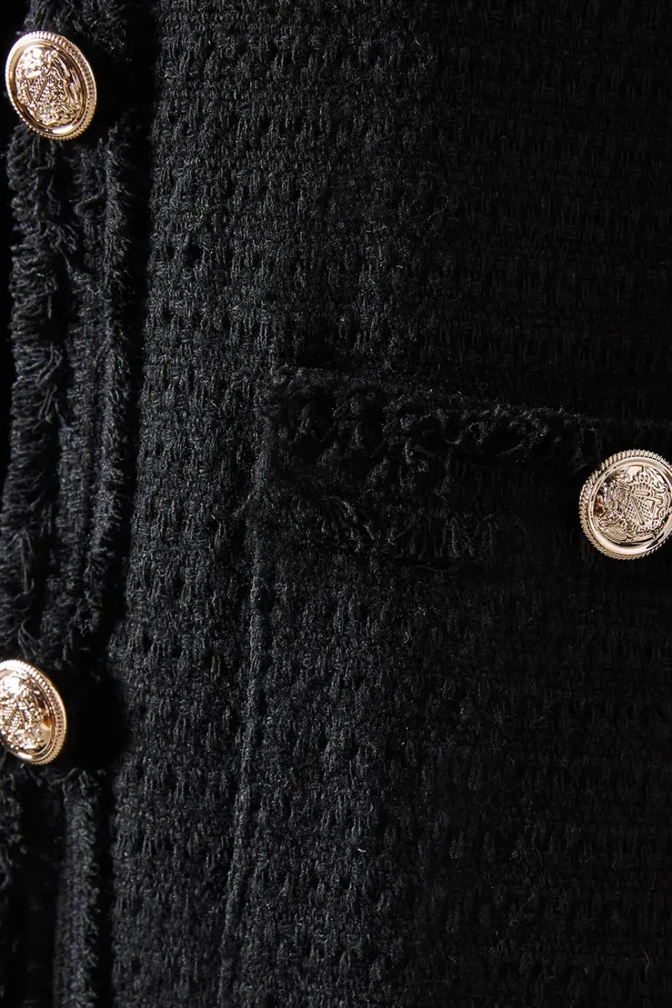 Textured Button Through Collarless Jacket