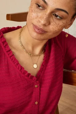 Textured Button Through Top