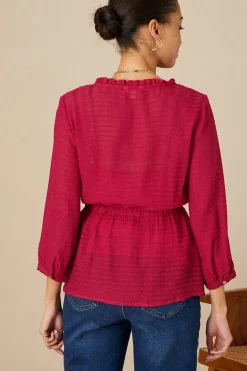 Textured Button Through Top