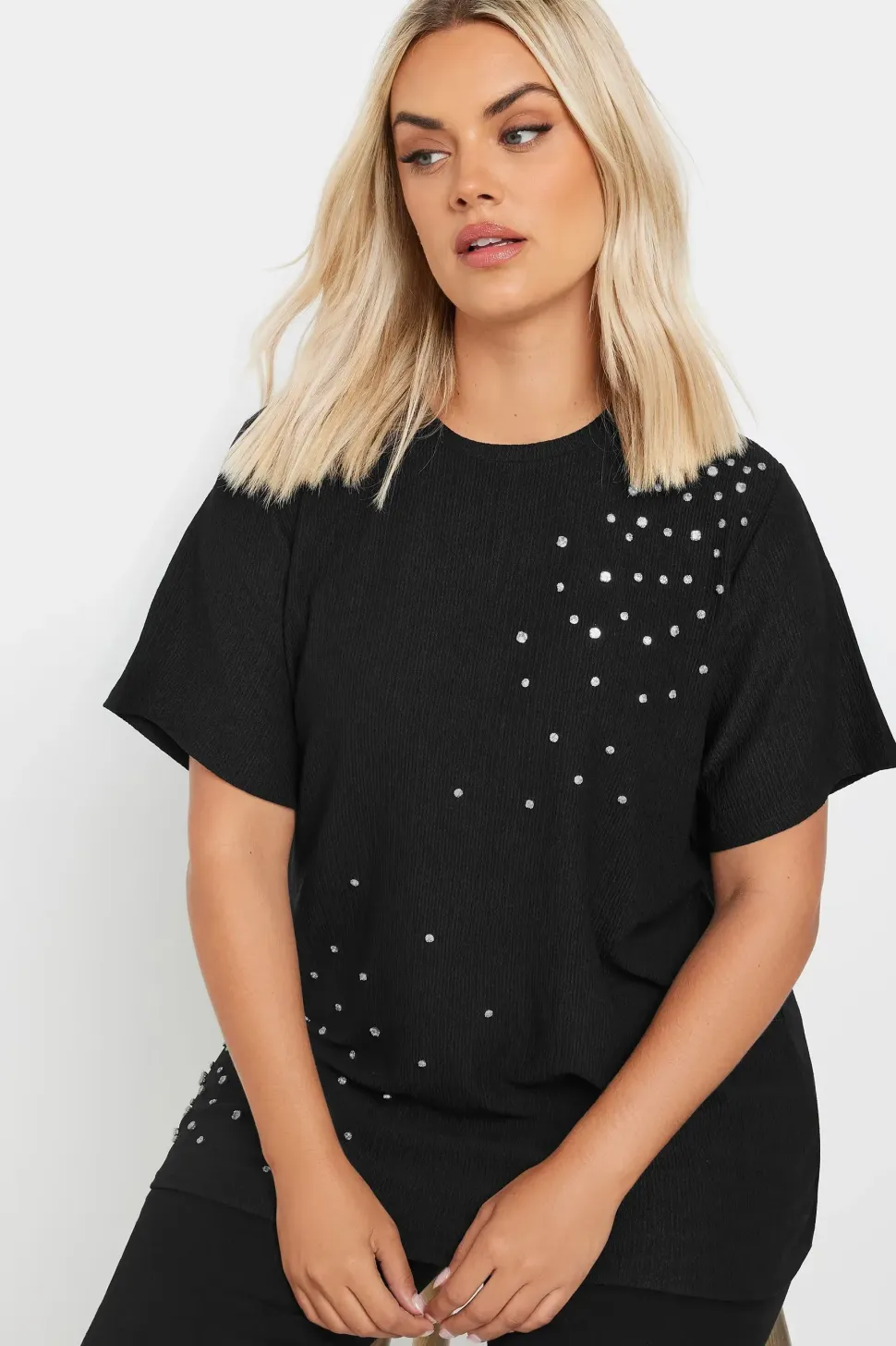Textured Diamante T-Shirt