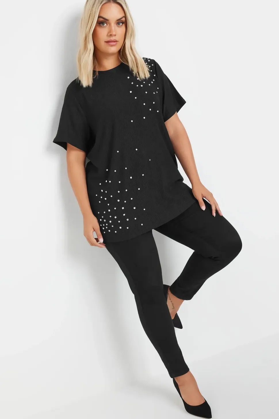 Textured Diamante T-Shirt