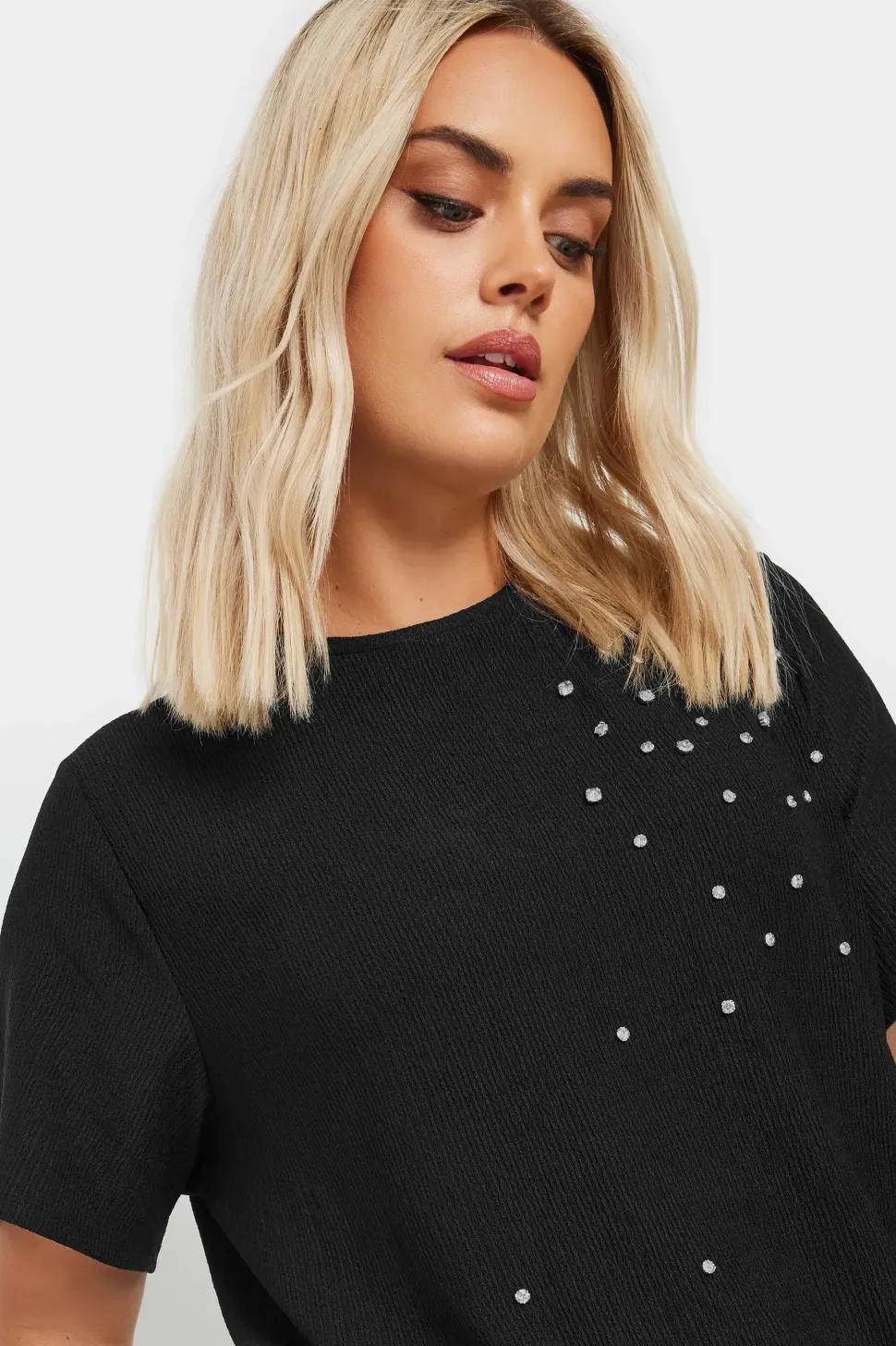Textured Diamante T-Shirt