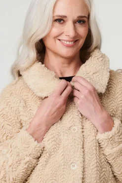 Textured Faux Fur Teddy Coat