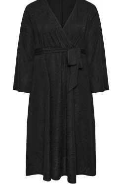 Textured Flare Sleeve Wrap Dress