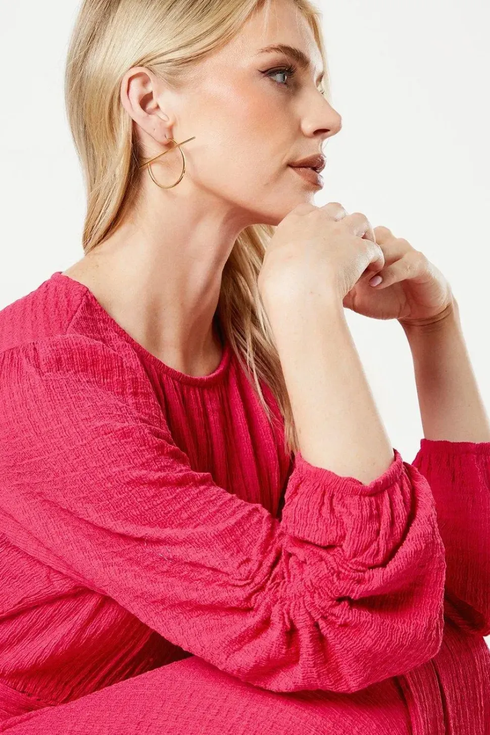 Textured Jersey Belted Midi Dress