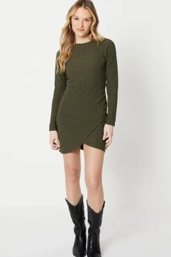 Textured Jersey Wrap Mini Dress