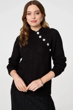 Textured Knit Button Detail Jumper