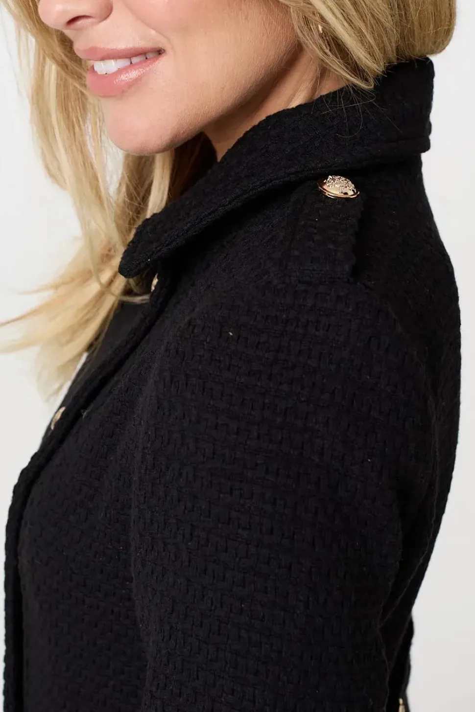Textured Knit Button Front Trench Coat