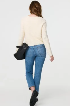 Textured Knit Metallic Button Cardigan